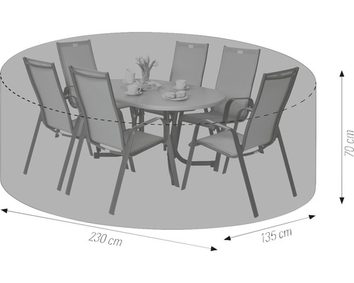 Schutzhülle Acamp 230 x 135 x 70 cm Polyester anthrazit Schutzhülle für Gartentisch und Stühle, 230 x 135 x 70 cm