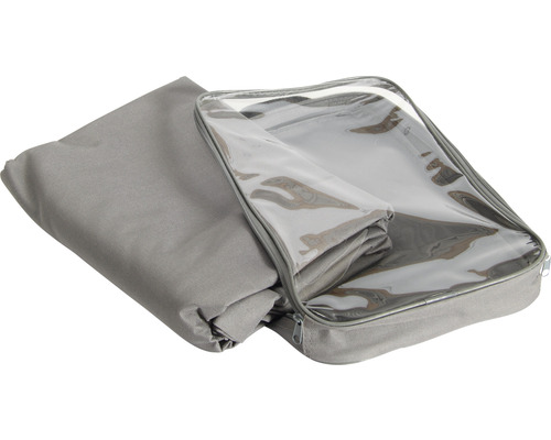 Graue Gartensitzsack-Abdeckung in durchsichtiger Reißverschlusstasche