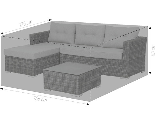 Schutzhülle für Loungegruppe mit den Maßen 185 cm x 125 cm x 85 cm