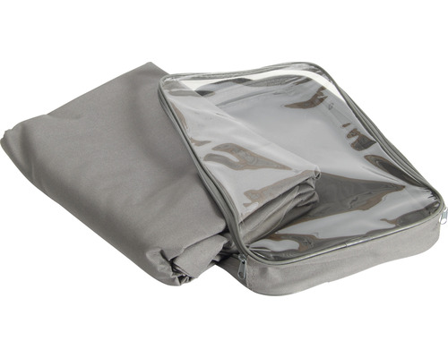 Graue Textil-Aufbewahrungstasche mit Reißverschluss und Sichtfenster