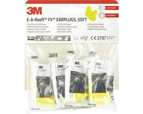 3M E-A-Rsoft FX Gehörschutzstöpsel, weich, 5er-Pack