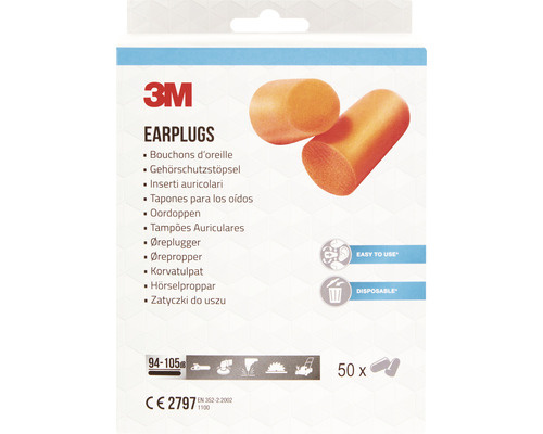 3M Gehörschutzstöpsel, 50 Stück, einfache Anwendung, Einwegprodukt