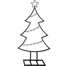 Weihnachtsbaum Silhouette mit Stern und Lichtern als Umrissgrafik