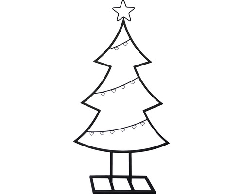 Weihnachtsbaum Silhouette mit Stern und Lichtern als Umrissgrafik