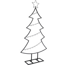 Dekorativer Metallweihnachtsbaum mit Sternspitze und Lichterkette.