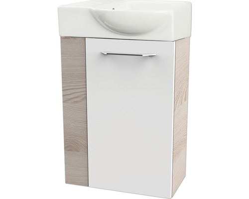 Waschtischunterschrank FACKELMANN Small Bathroom Collection BxHxT 44 x 60 cm x 24,3 cm Frontfarbe weiß hochglanz alaska esche