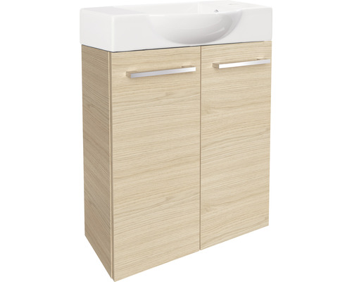 Waschtischunterschrank mit zwei Türen und rechteckigem Aufsatzwaschbecken