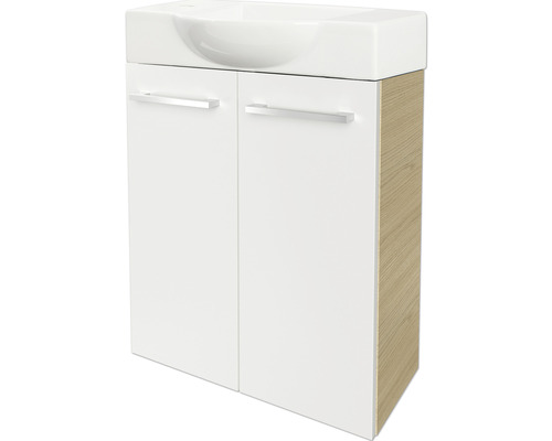 Waschtischunterschrank FACKELMANN Small Bathroom Collection BxHxT 52 x 60 cm x 24,3 cm Frontfarbe weiß hochglanz 84642