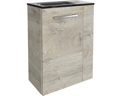 Waschbeckenunterschrank mit Holzdekor und Griff