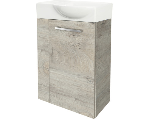 Waschtischunterschrank mit einer Tür und einem Griff aus Holzdekor