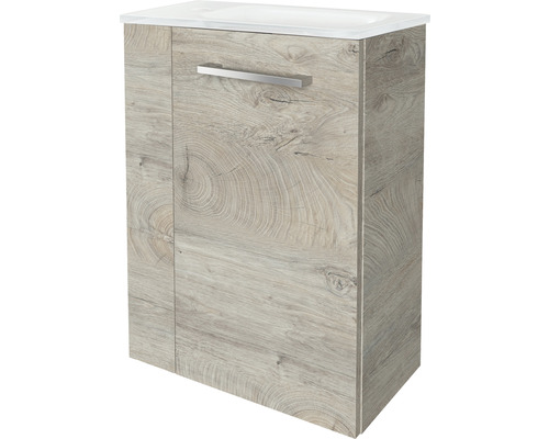 Waschbeckenunterschrank mit einer Schublade und einer Tür im Holzdesign