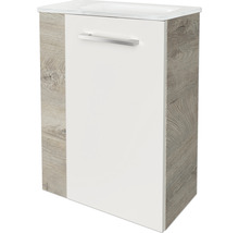 Waschtischunterschrank FACKELMANN Small Bathroom Collection BxHxT 44 x 60 cm x 24,3 cm Frontfarbe weiß hochglanz eiche natur 84668