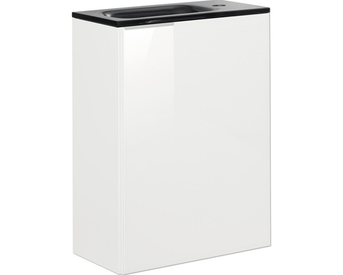 Waschtischunterschrank mit schwarzem Waschbecken