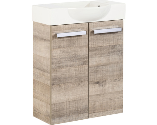 Waschtischunterschrank mit zwei Türen und Aufsatzwaschbecken