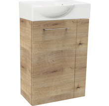 Waschtischunterschrank mit einem Waschbecken aus Keramik