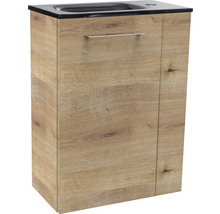 Waschtischunterschrank aus Holz mit einer Tür und einer Griffstange