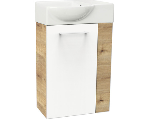 Waschtischunterschrank FACKELMANN Small Bathroom Collection BxHxT 44 x 60 cm x 24,3 cm Frontfarbe weiß hochglanz asteiche