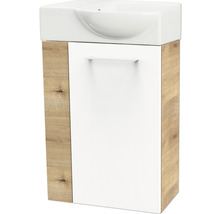 Waschtischunterschrank FACKELMANN Small Bathroom Collection BxHxT 44 x 60 cm x 24,3 cm Frontfarbe weiß hochglanz asteiche 86064