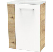 Waschtischunterschrank FACKELMANN Small Bathroom Collection BxHxT 44 x 60 cm x 24,3 cm Frontfarbe weiß hochglanz asteiche 86064