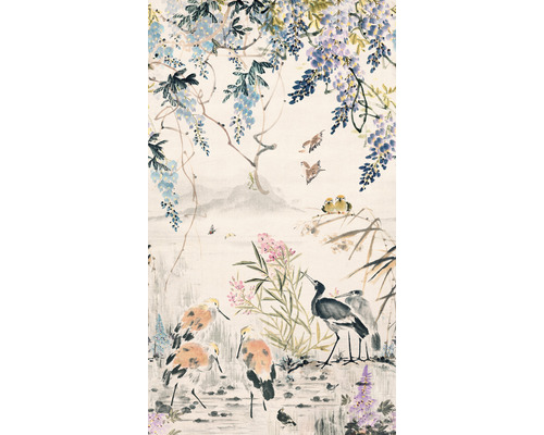 Illustration mit Vögeln und Blumenmotiv