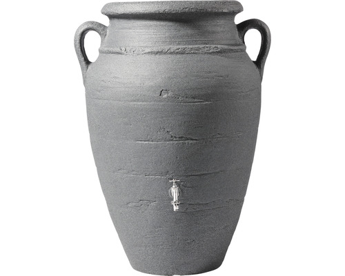 Regentonne GARANTIA Antik Amphore 360 Liter dark granite Graue Amphore mit Wasserhahn zur Gartenbewässerung