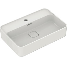 Rechteckiges Waschbecken aus Sanitärkeramik mit Hahnloch und Überlauf