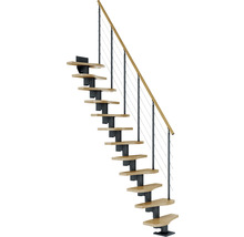 Pertura Mittelholmtreppe Raumspartreppe Vaia Anthrazit Variabel variabel 1/4 gewendelt unten links/rechts Gerade 64 cm Stabgeländer Eiche Leimholz Lackiert 12 Stufen / 13 Steigungen