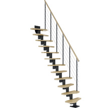 Raumspartreppe mit Stahlseilgeländer und Holzstufen
