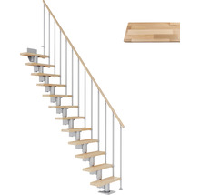 Raumspartreppe mit Holzstufen und Metallgeländer