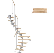 Wendeltreppe mit Holzstufen und Metallgeländer