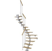 Wendeltreppe mit Holzstufen und Metallgeländer