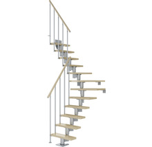 Wendeltreppe mit Holzstufen und Metallgeländer