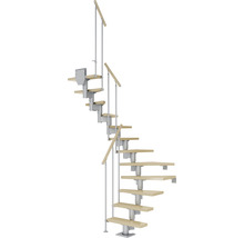 Wendeltreppe mit Holzstufen und Metallgeländer