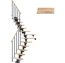 Raumspartreppe mit Holzstufen und Metallgeländer