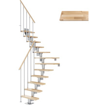 Raumspartreppe aus Holz und Metall mit Trittbrett