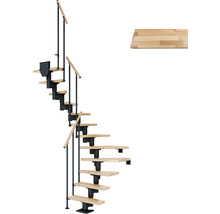 Raumspartreppe mit Holzstufen und Metallgeländer