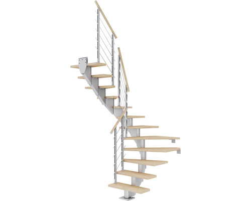 Pertura Mittelholmtreppe Alena Perlgrau 1/2-gewendelt 75 cm Relinggeländer Eiche Weiss geölt 13 Stufen / 14 Steigungen Pertura Mittelholmtreppe Alena Perlgrau 1/2-gewendelt 75 cm Relinggeländer Eiche Weiss geölt 13 Stufen / 14 Steigungen