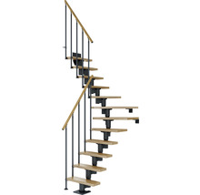 Wendeltreppe mit Holzstufen und Metallgeländer