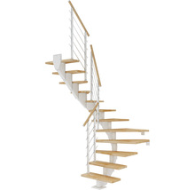 Wendeltreppe mit Holzstufen und Geländer