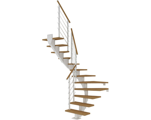 Pertura Mittelholmtreppe Alena Weiß 1/2-gewendelt 75 cm Relinggeländer Eiche Geölt 14 Stufen / 15 Steigungen Pertura Mittelholmtreppe Alena Weiß 1/2-gewendelt 75 cm Relinggeländer Eiche Geölt 14 Stufen / 15 Steigungen