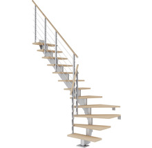 Spindeltreppe mit Holzstufen und Metallgeländer