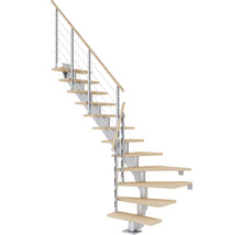 Raumspartreppe mit Holzstufen und Geländer mit Edelstahlseilen