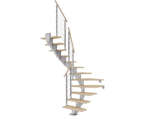 Pertura Mittelholmtreppe Alena Perlgrau 1/2-gewendelt 85 cm Relinggeländer Eiche Weiss geölt 12 Stufen / 13 Steigungen Pertura Mittelholmtreppe Alena Perlgrau 1/2-gewendelt 85 cm Relinggeländer Eiche Weiss geölt 12 Stufen / 13 Steigungen