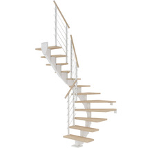 Wendeltreppe mit Holzstufen und Geländer