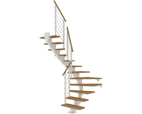 Pertura Mittelholmtreppe Alena Weiß 1/2-gewendelt 85 cm Relinggeländer Eiche Geölt 14 Stufen / 15 Steigungen Pertura Mittelholmtreppe Alena Weiß 1/2-gewendelt 85 cm Relinggeländer Eiche Geölt 14 Stufen / 15 Steigungen