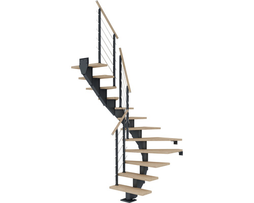 Pertura Mittelholmtreppe Alena Anthrazit 1/2-gewendelt 85 cm Relinggeländer Eiche Weiss geölt 12 Stufen / 13 Steigungen Pertura Mittelholmtreppe Alena Anthrazit 1/2-gewendelt 85 cm Relinggeländer Eiche Weiss geölt 12 Stufen / 13 Steigungen