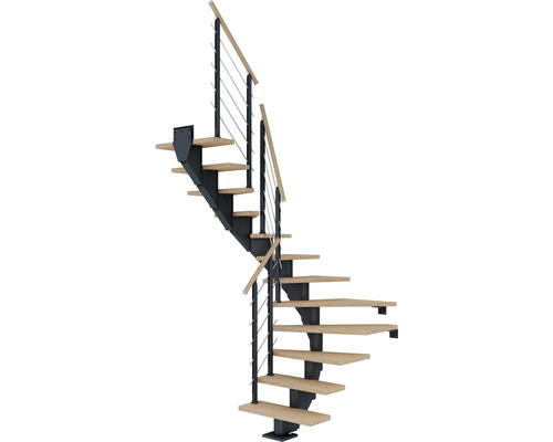 Pertura Mittelholmtreppe Alena Anthrazit 1/2-gewendelt 85 cm Relinggeländer Eiche Weiss geölt 13 Stufen / 14 Steigungen Pertura Mittelholmtreppe Alena Anthrazit 1/2-gewendelt 85 cm Relinggeländer Eiche Weiss geölt 13 Stufen / 14 Steigungen