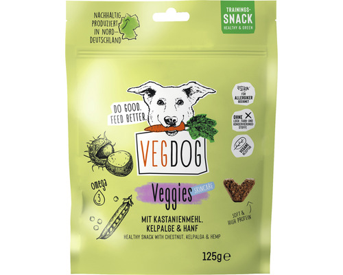 Hundesnack VEGDOG Veggies Skincare mit Kastanienmehl Kelpalge Hanf vegan 125g