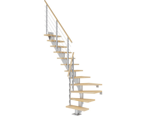 Pertura Mittelholmtreppe Malva Perlgrau 65 cm Buche Leimholz Geölt 12 Stufen 13 Steigungen