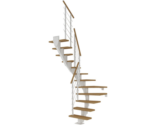 Pertura Mittelholmtreppe Malva Weiß 65 cm Eiche Leimholz Geölt 12 Stufen 13 Steigungen